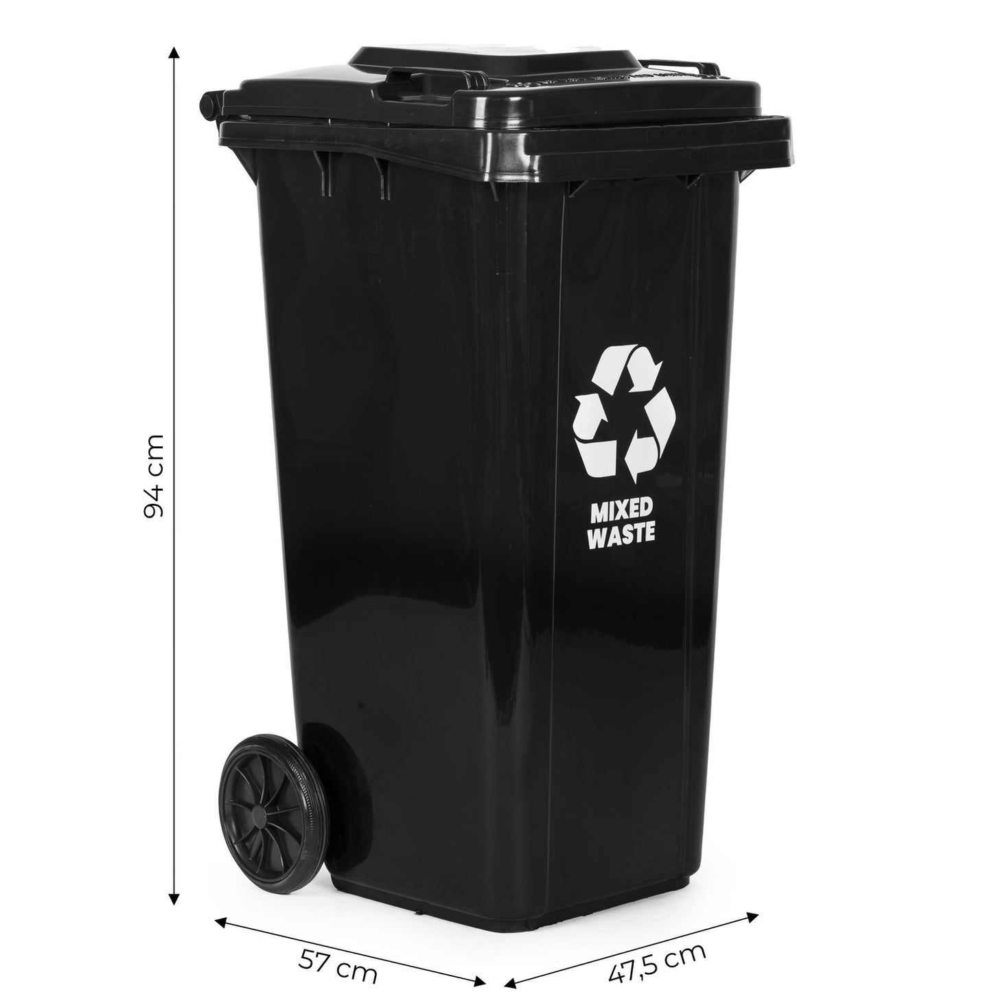 120L Waste Bins Set of 2 – Black & Brown, HDPE, Wheels