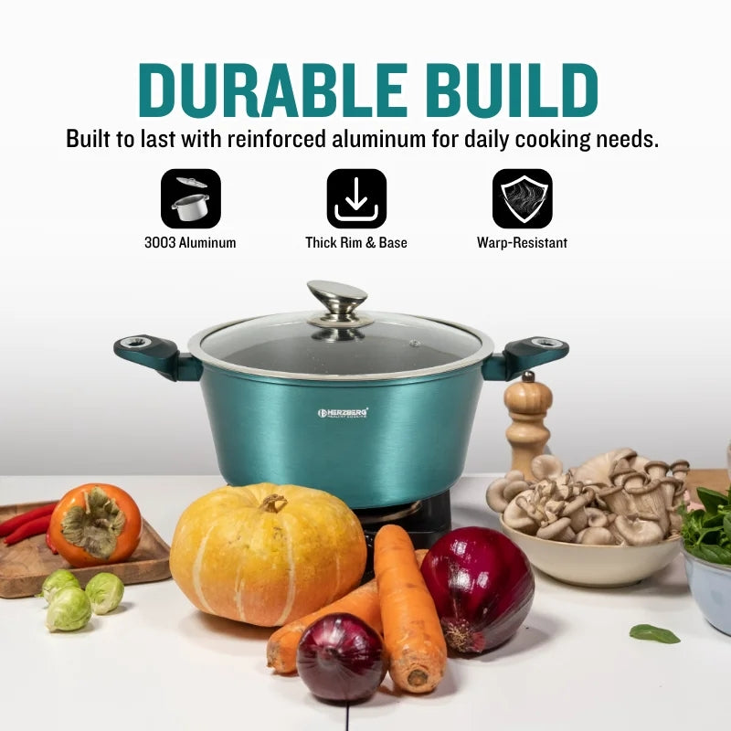 15-Piece Marble Coated Cookware Set, Blue, Induction-Ready
