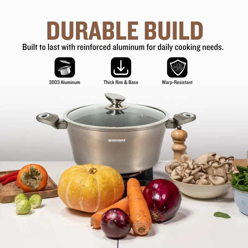 15-Piece Marble Coated Cookware Set, Non-Stick, Induction