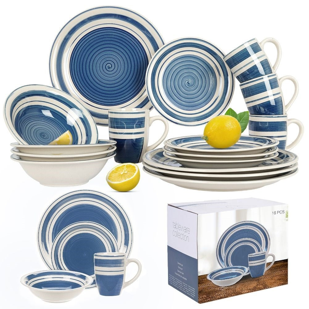 16-piece stoneware set for 4 people, dishwasher & microwave safe