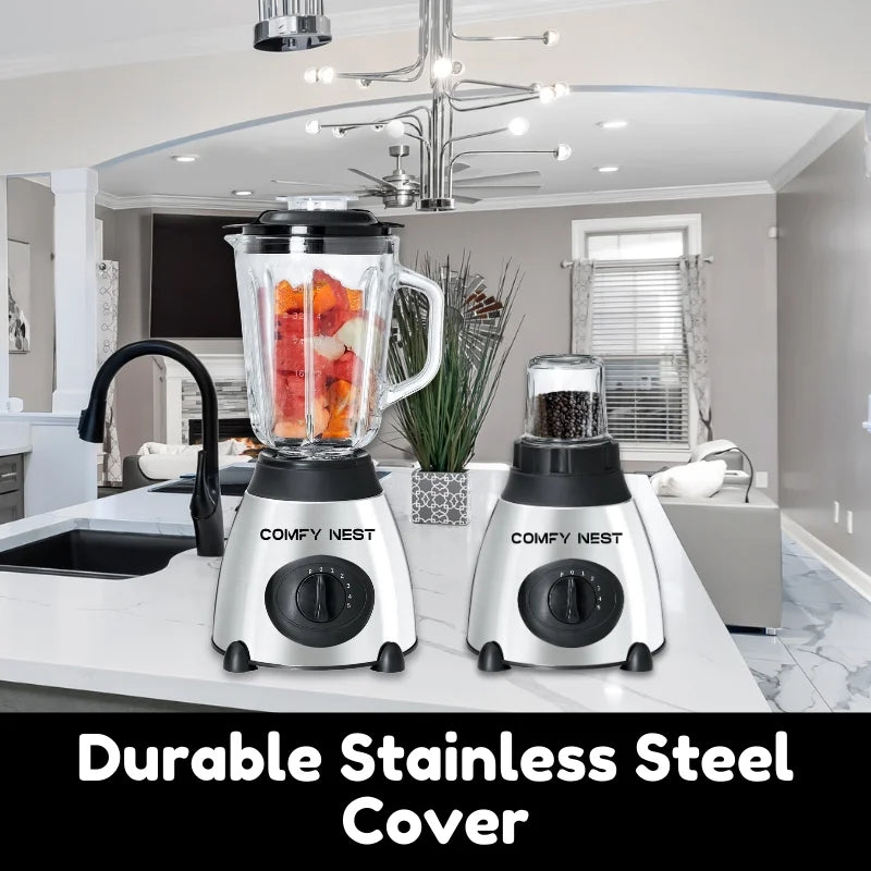 2-in-1 Glass Blender & Grinder, 800W, 5-Speed, 1.5L