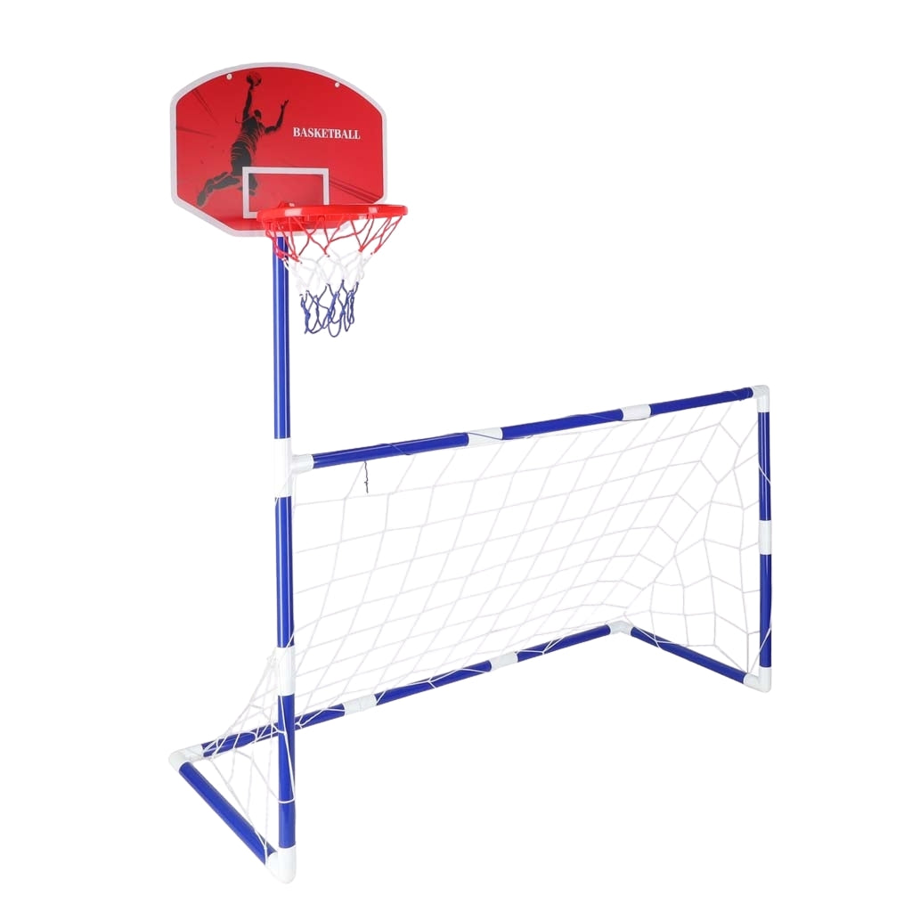 2-in-1 Soccer Goal & Basketball Hoop Set with 2 Balls