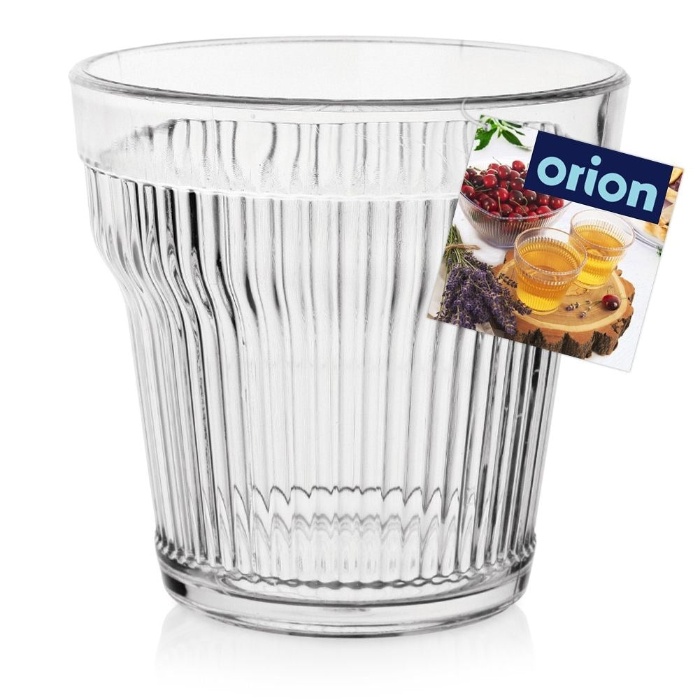 350 ml durable acrylic glass with grooved surface, does not damage
