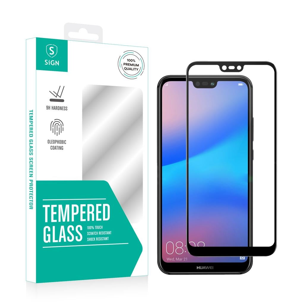 3D Full Cover Tempered Glass Screen Protector for Huawei P20 Lite - Black