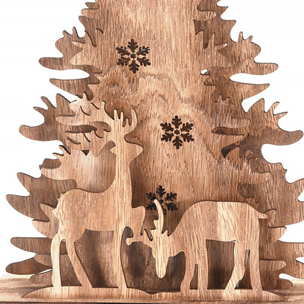 3D Wooden Christmas tree with LED lighting - 38 cm