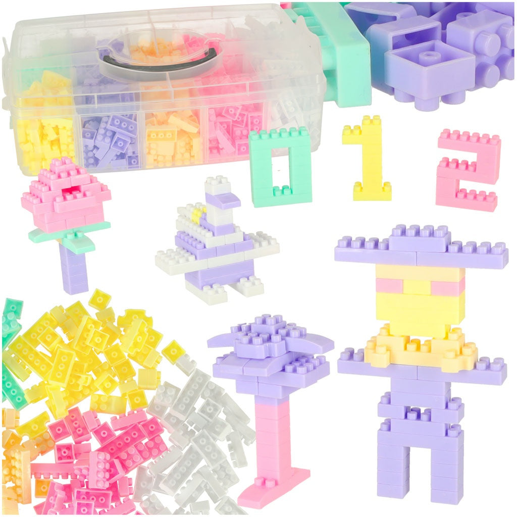 3D educational bricks BOX 580el. pastel
