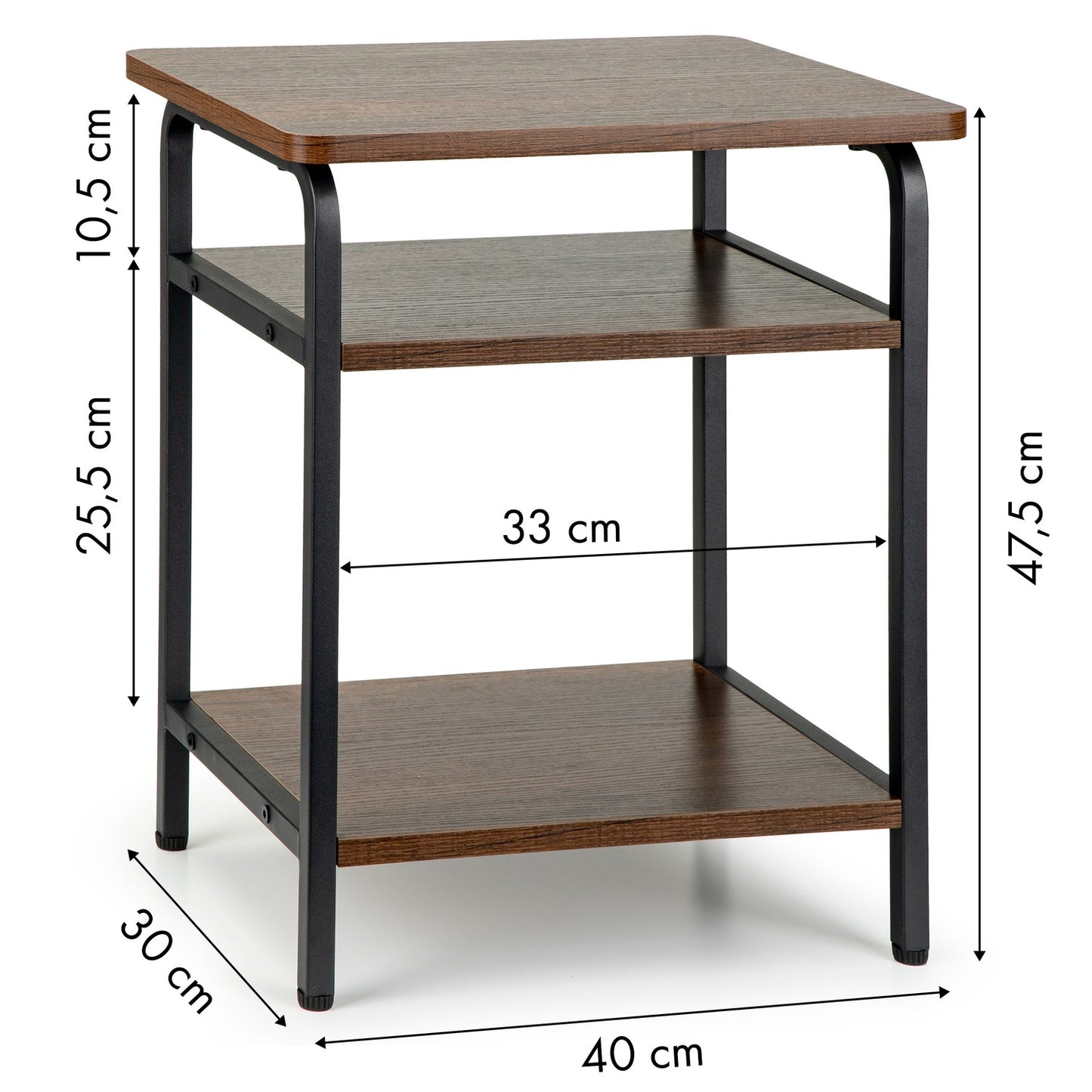 3-Level Loft Coffee Table, Metal Frame, MDF Top