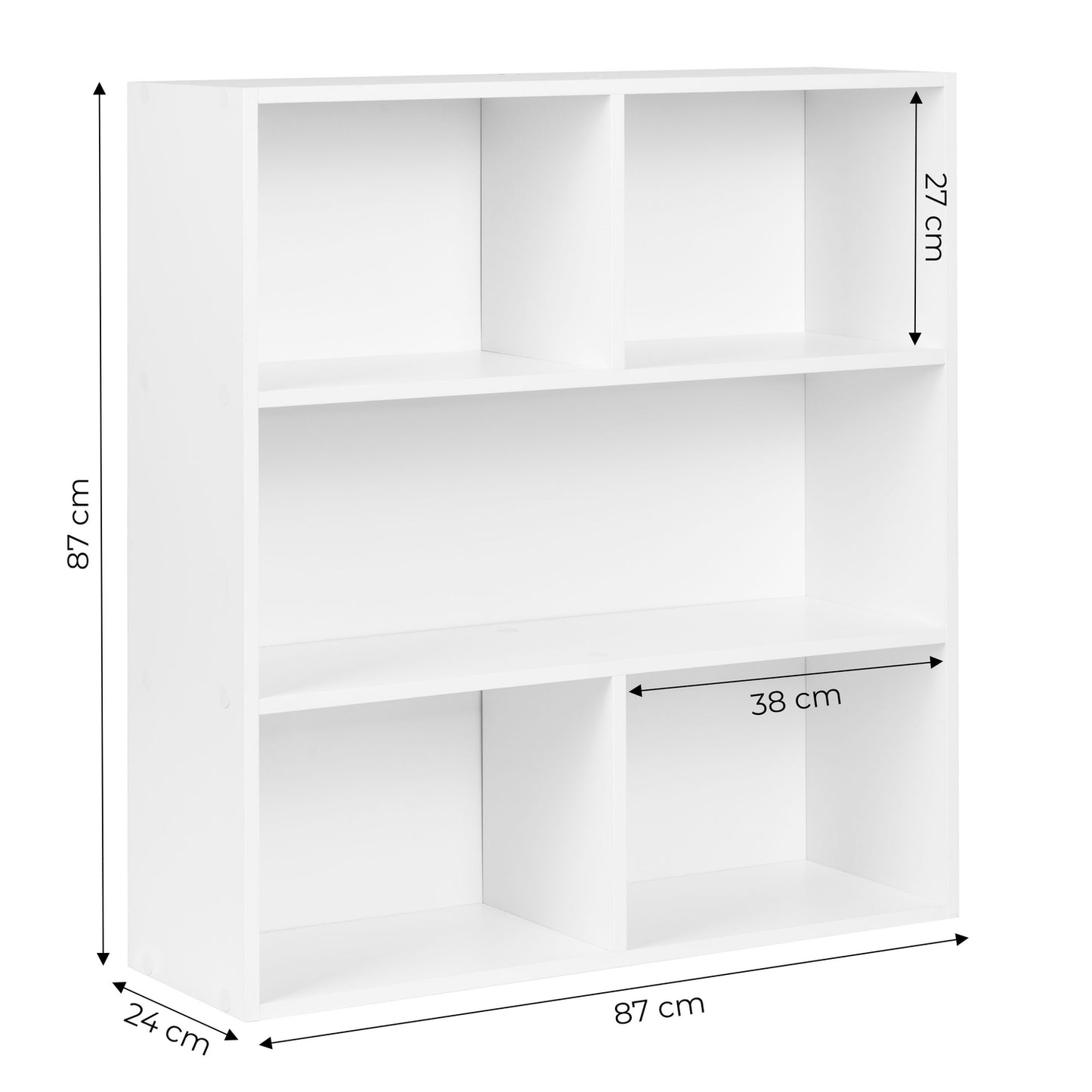 3-Level White Shelf, Laminated Chipboard, 87x87x24 cm
