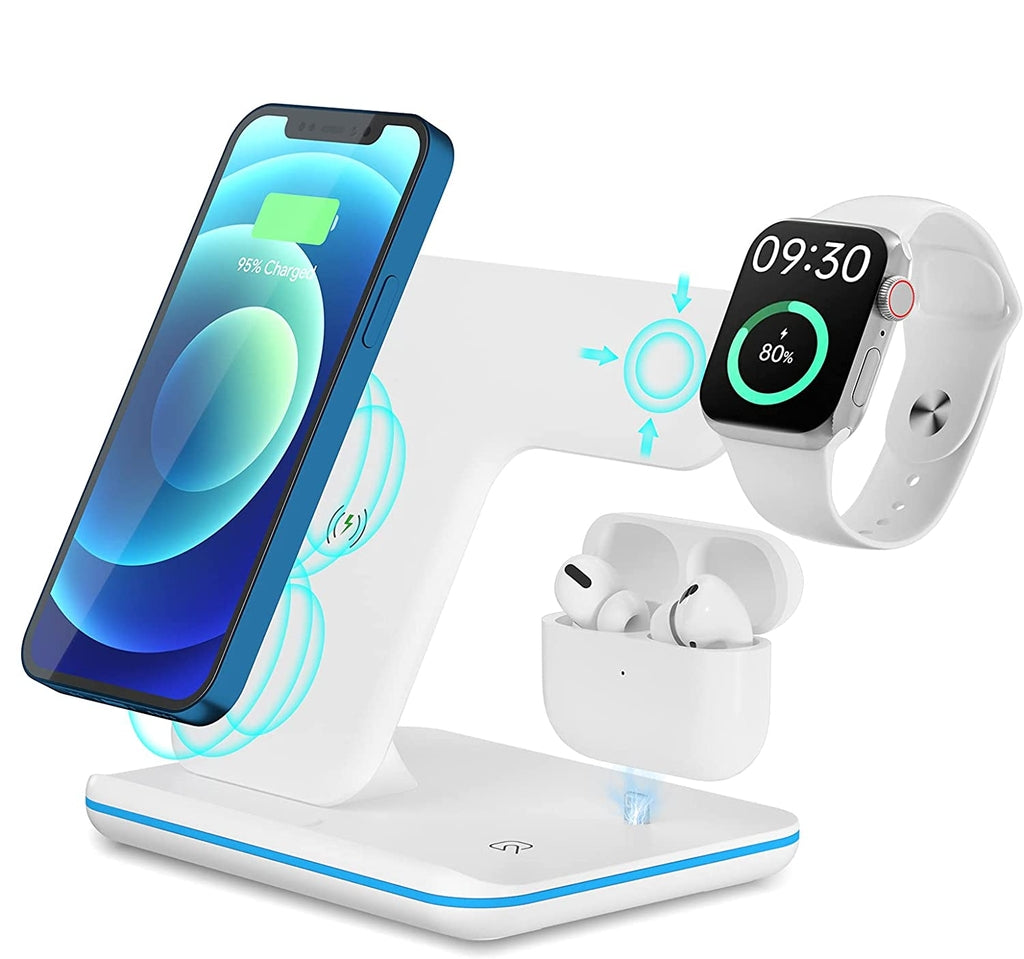 3-in-1 QC wireless charging station 15W - White