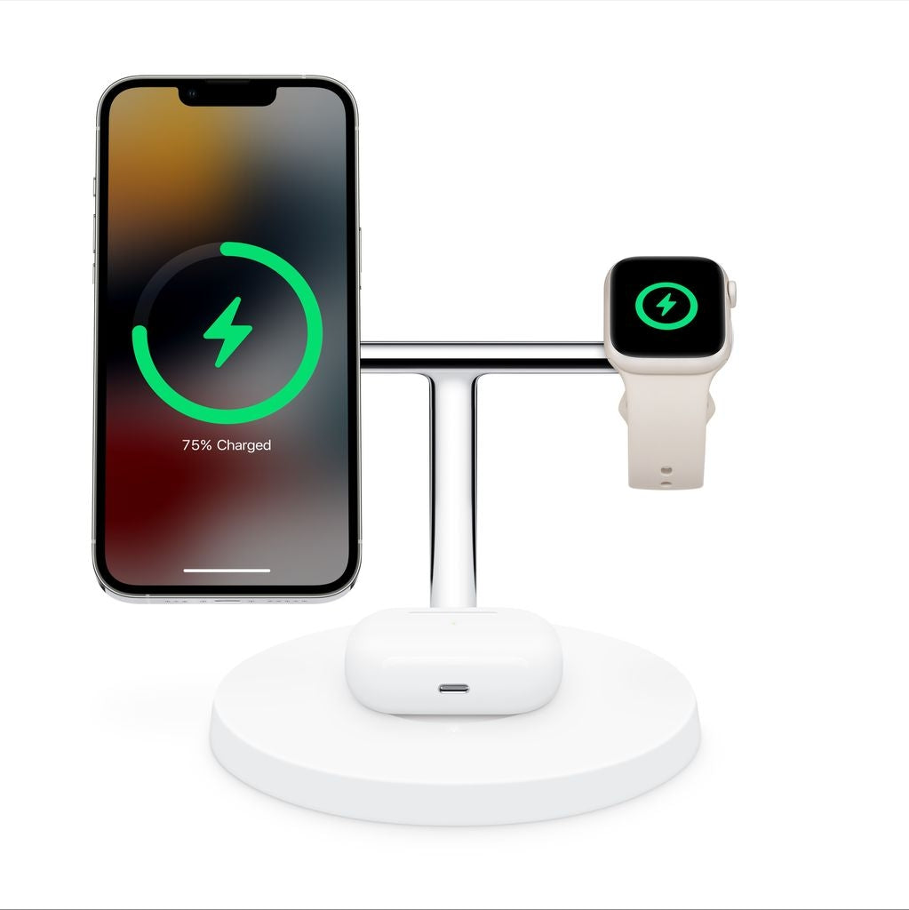 3-in-1 wireless charging station, 15W - White