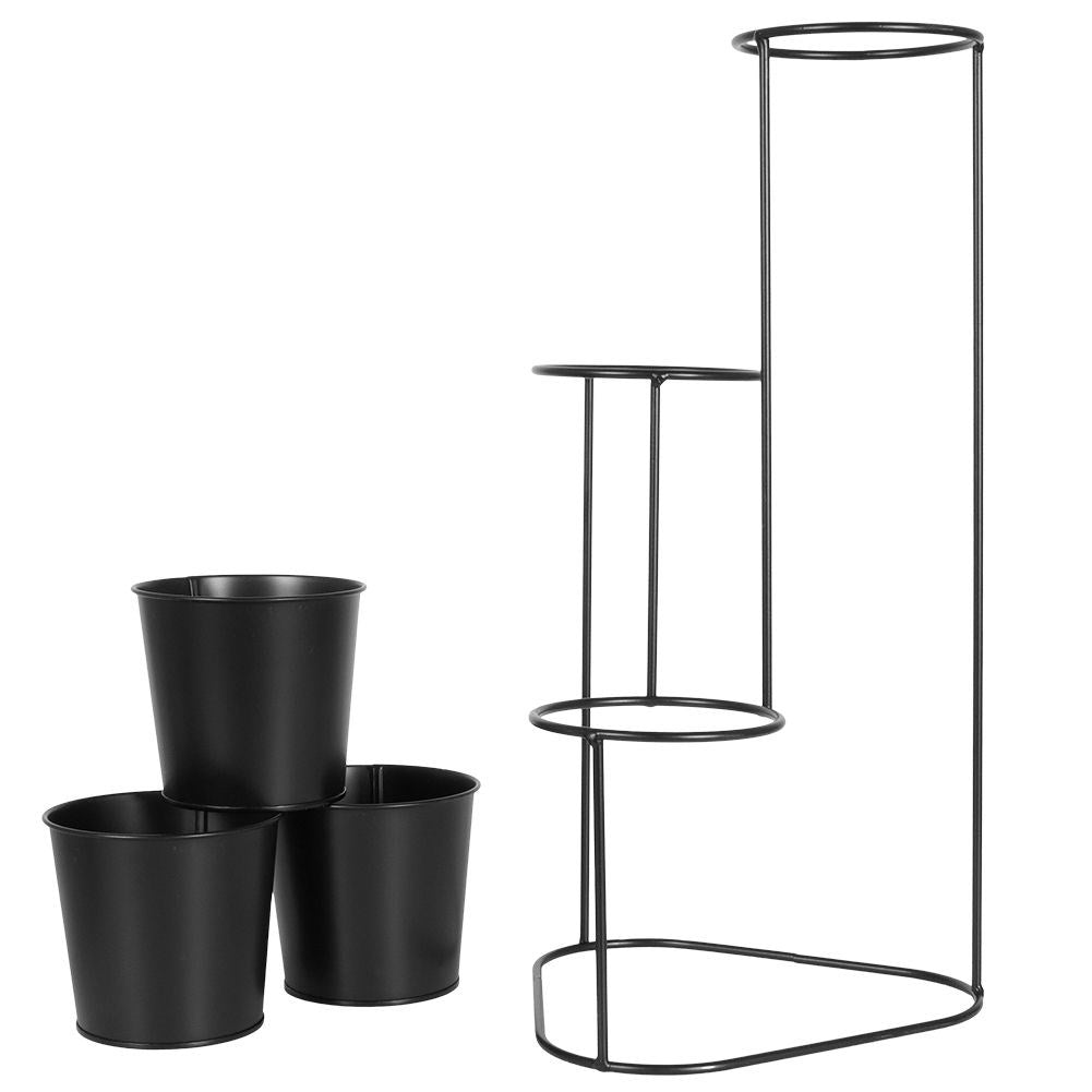 3-level Flower stand in Matt Black for Indoors/Outdoors