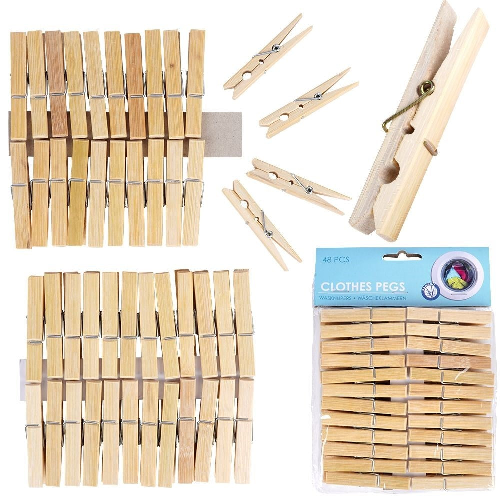 48 strong and durable bamboo clothespins for all clothes