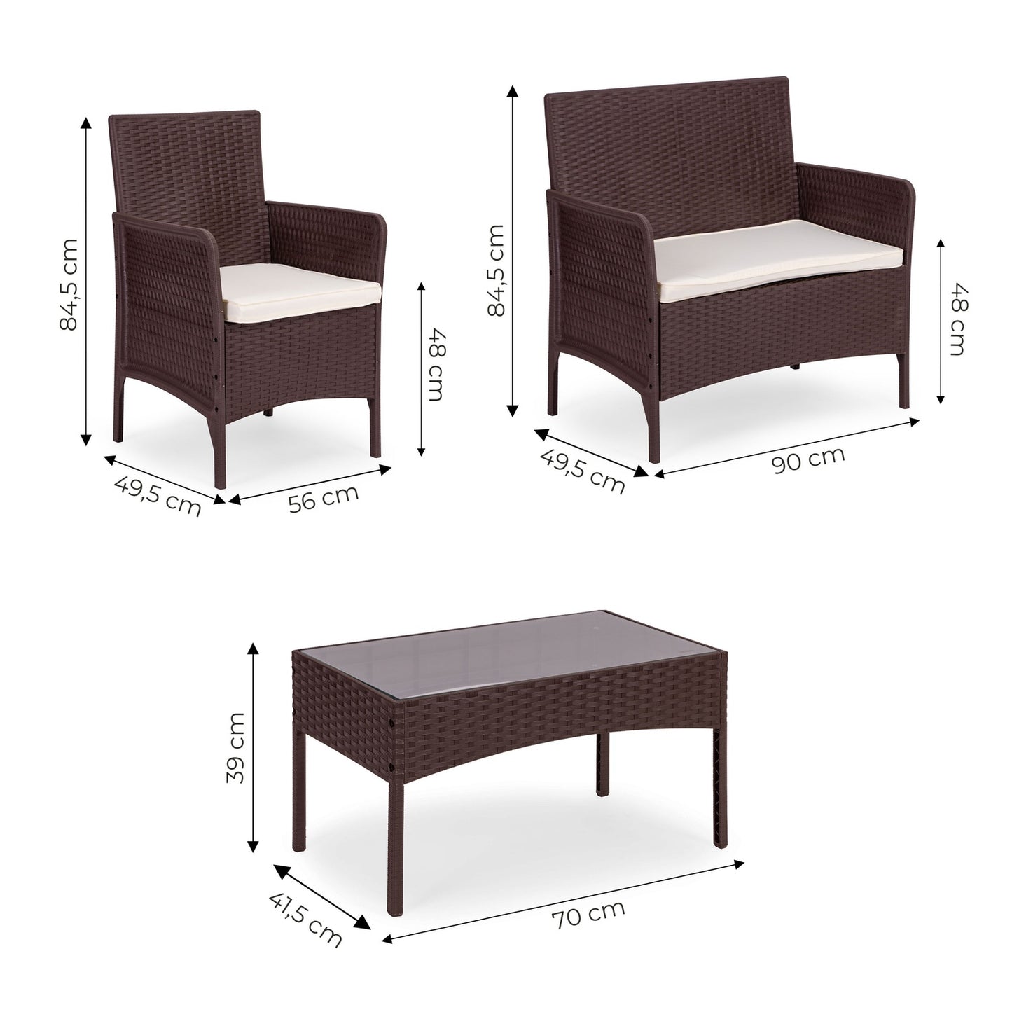 4-Person Garden Furniture Set with Table and Bench