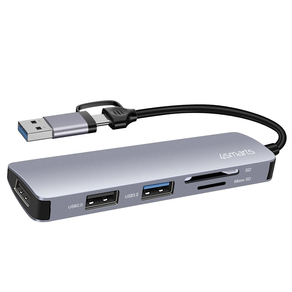 4Smarts 5-in-1 Universal Multiport USB Hub - Space Grey