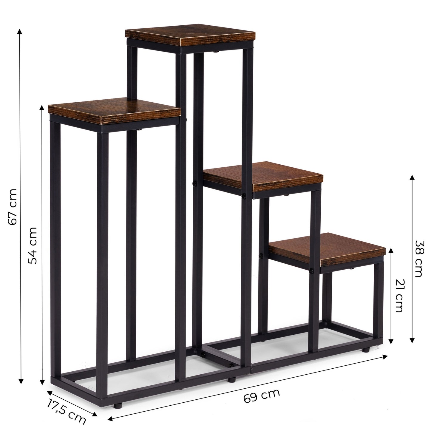 4-Tier Steel Plant Stand with Chipboard Shelves