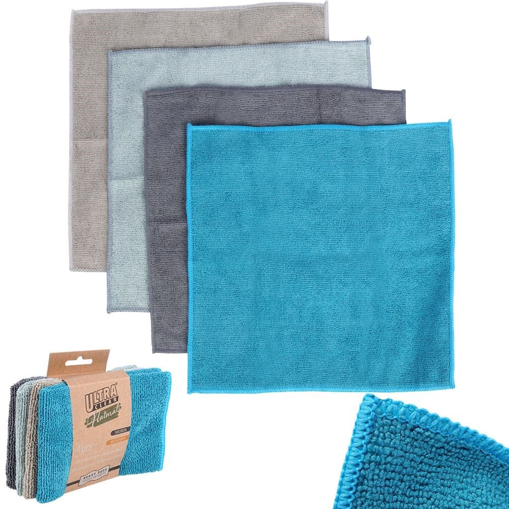 4-pack microfiber kitchen towels: Absorbent, chemical-free cleaning