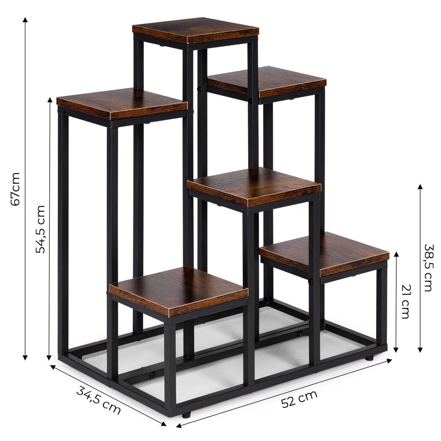 6-Shelf Loft-Style Plant Stand, Steel & Chipboard