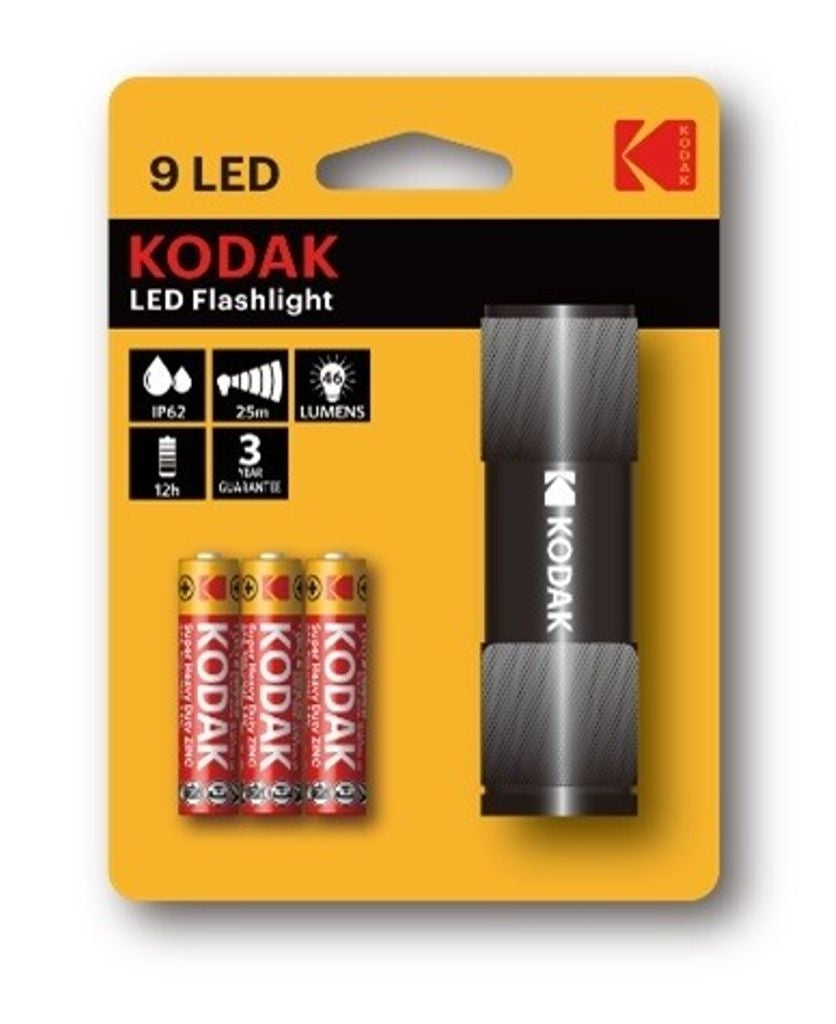 9-LED Flashlight in black metal housing