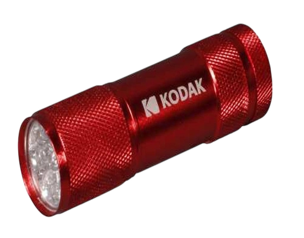 9-LED Flashlight in metal housing red