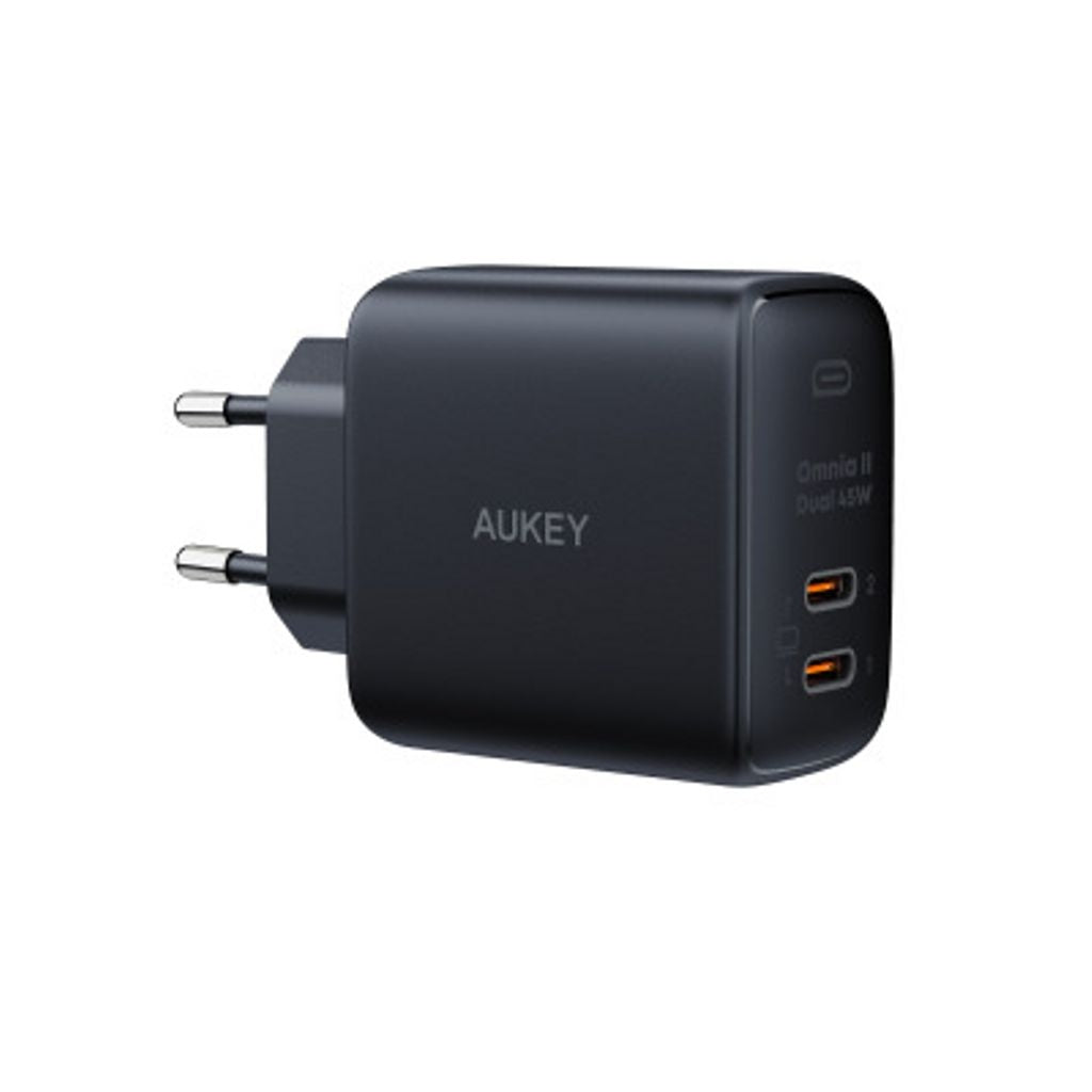 AUKEY Omnia II Wall Charger 2xUSB-C PD, GaN, 45W - Black