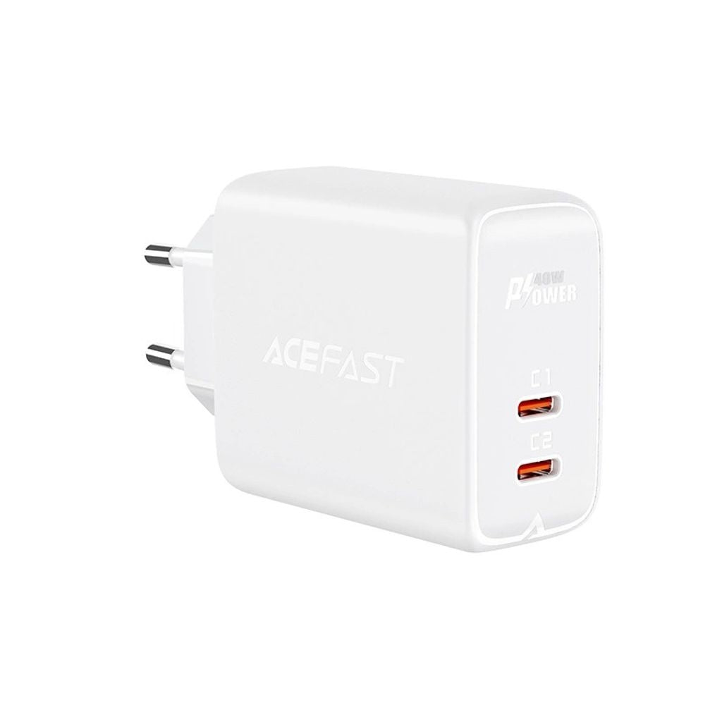 Acefast wall charger 2x USB-C 40W, PPS, PD, QC 3.0, AFC, FCP - White