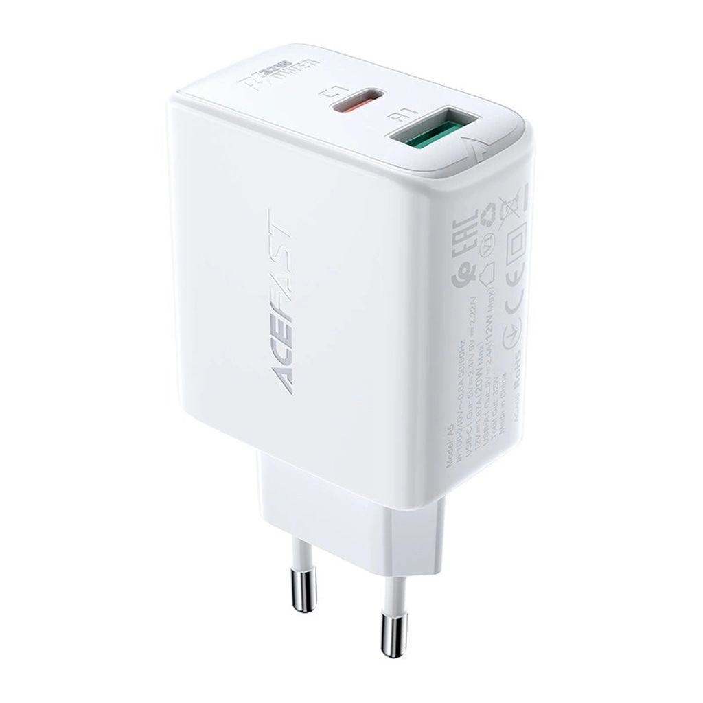 Acefast wall charger USB-C/ USB-A 32W, PPS, PD, QC 3.0, AFC, FCP - White