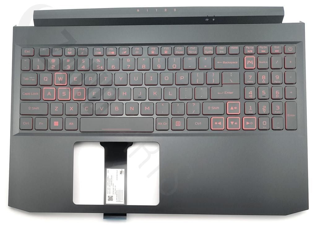 Acer AN515-44/55 Keyboard (US-English International) BL & Upper Cover (Black) 1650