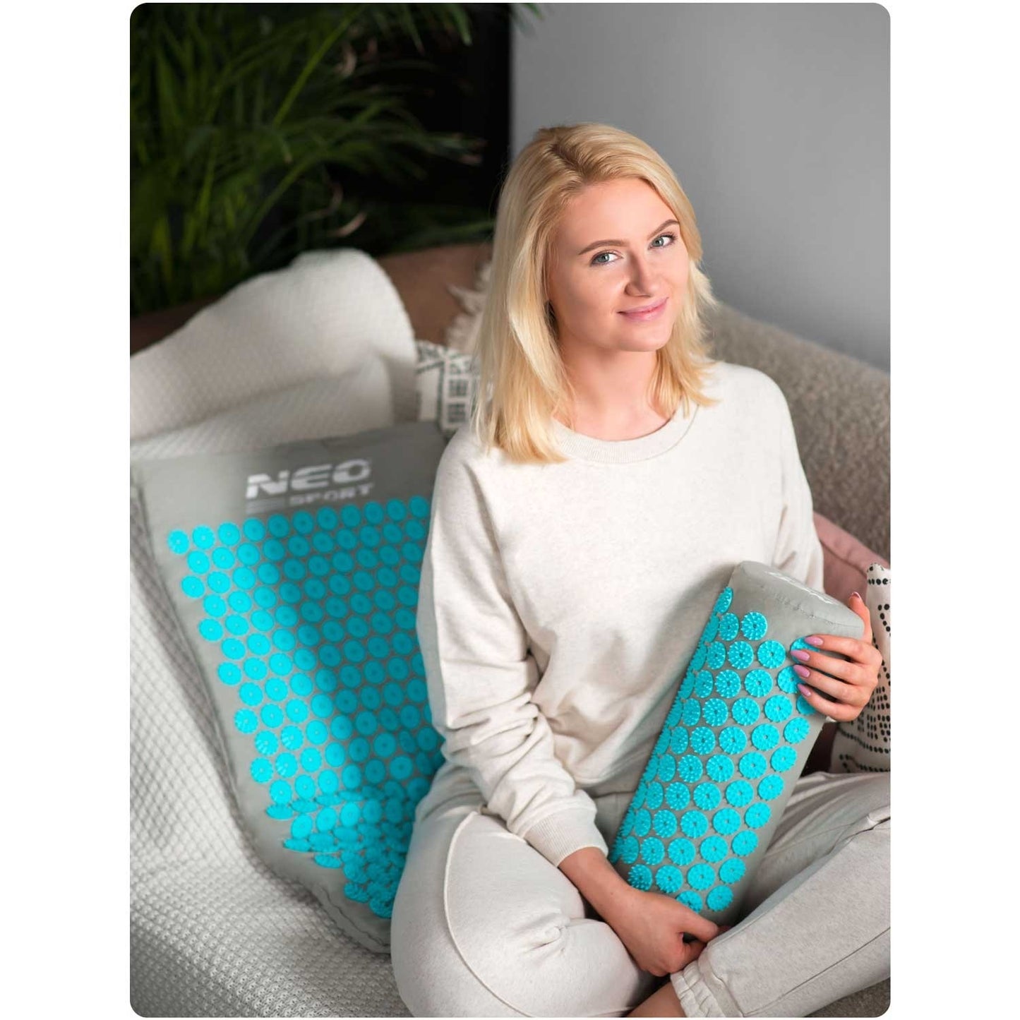Acupressure mat with Spikes Neo-Sport NS-900 Grey-Turquoise