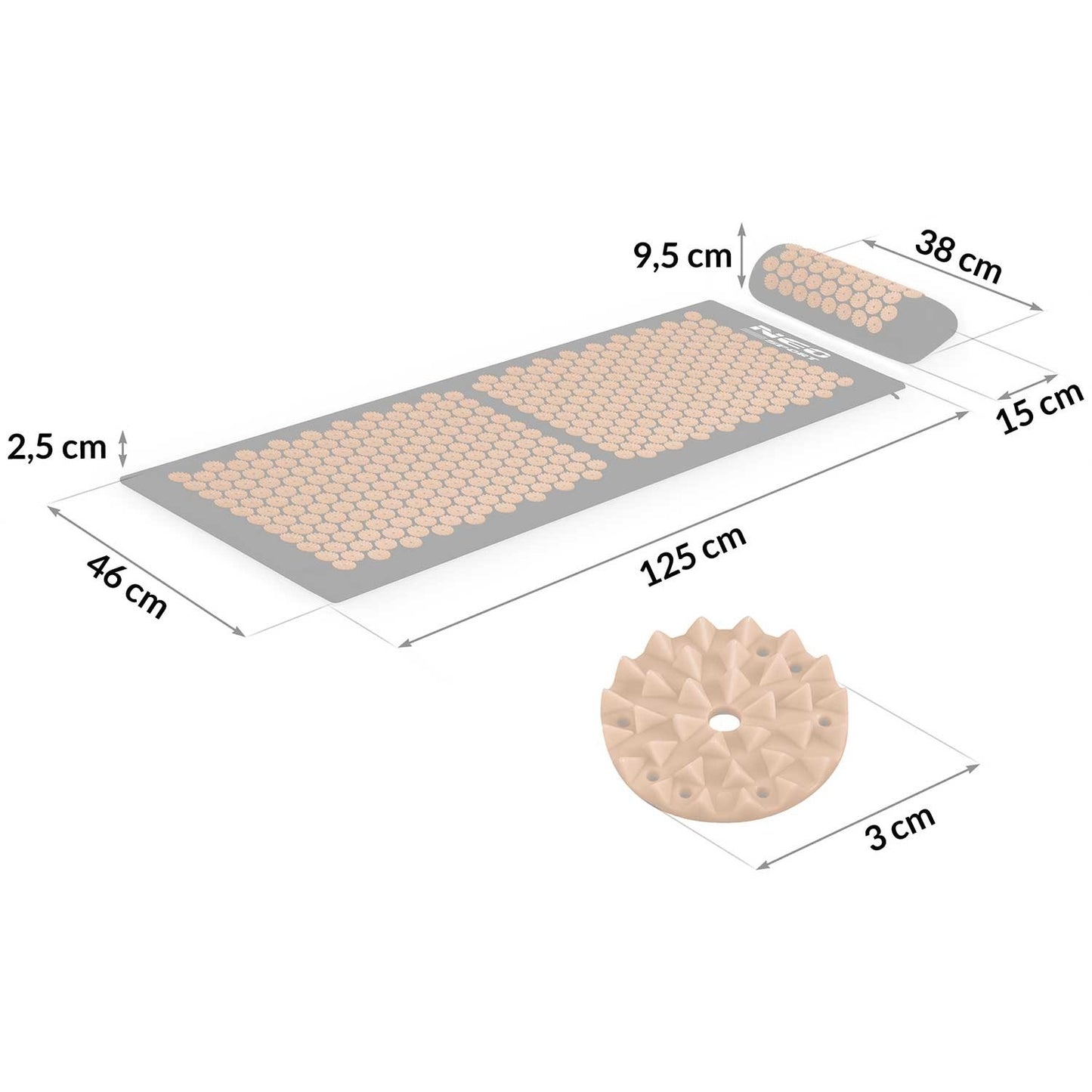 Acupressure mat with Spikes Neo-Sport NS-901 Black-Gold