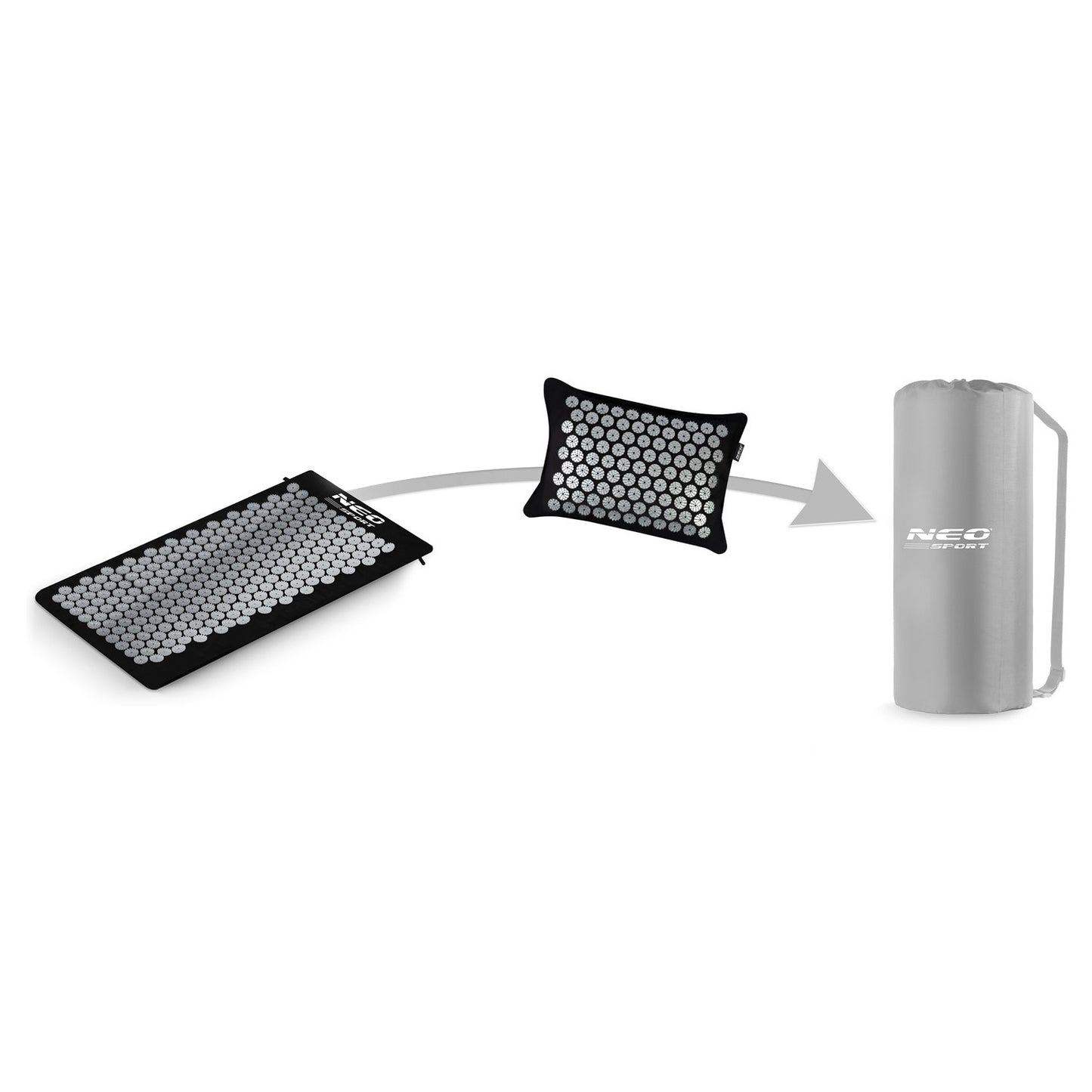 Neo-Sport NS-903 Acupressure Mat with Spikes, Black and Silver