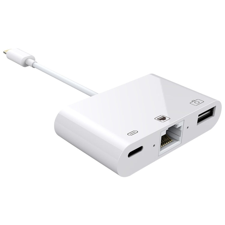 Adapter 3-in-1 Lightning to RJ45 Ethernet, USB, Lightning - White