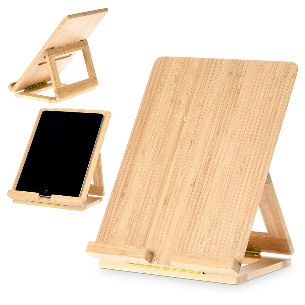 Adjustable Bamboo Tablet Holder for Work and Study