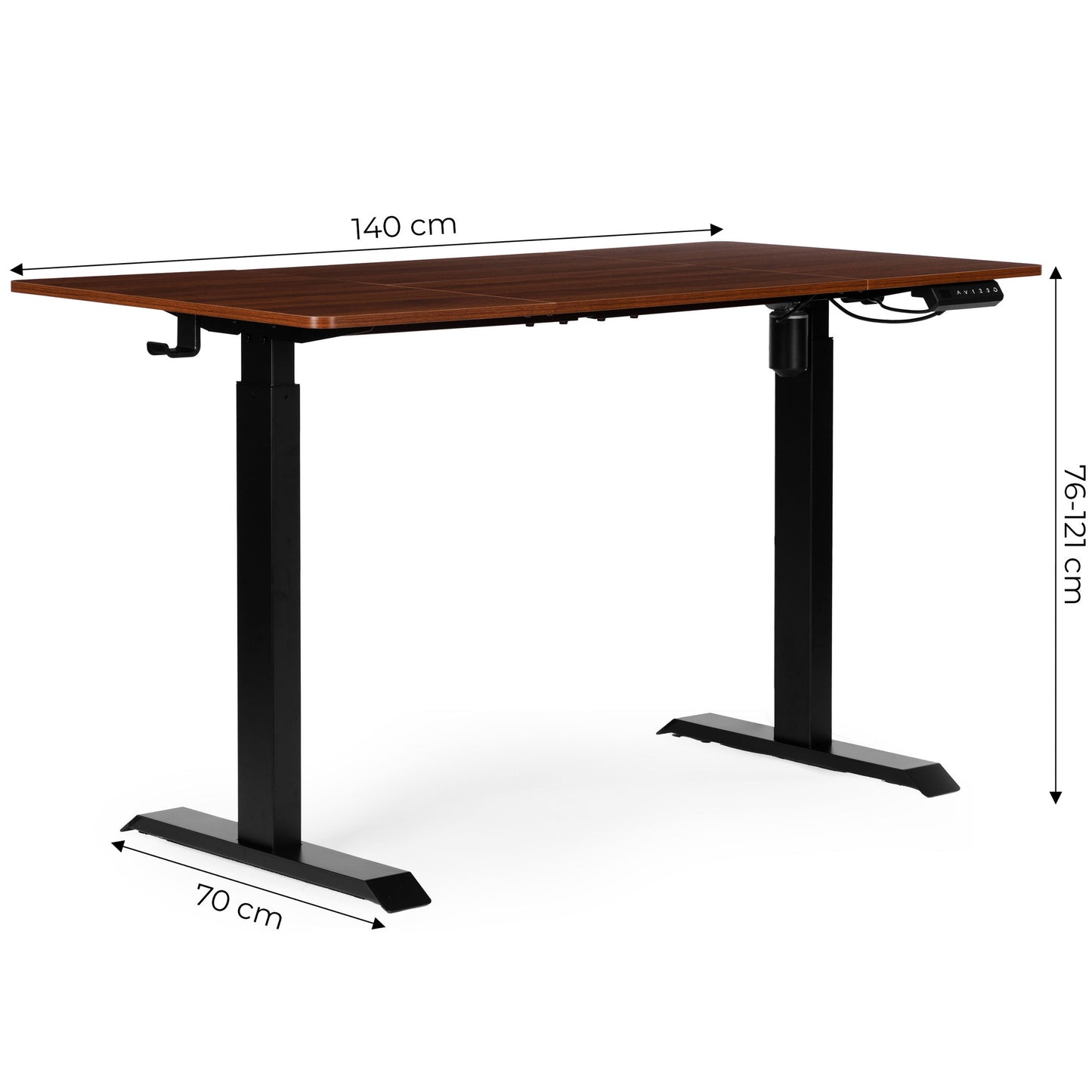 Adjustable Electric Desk, 140x70 cm, Height 76–121 cm
