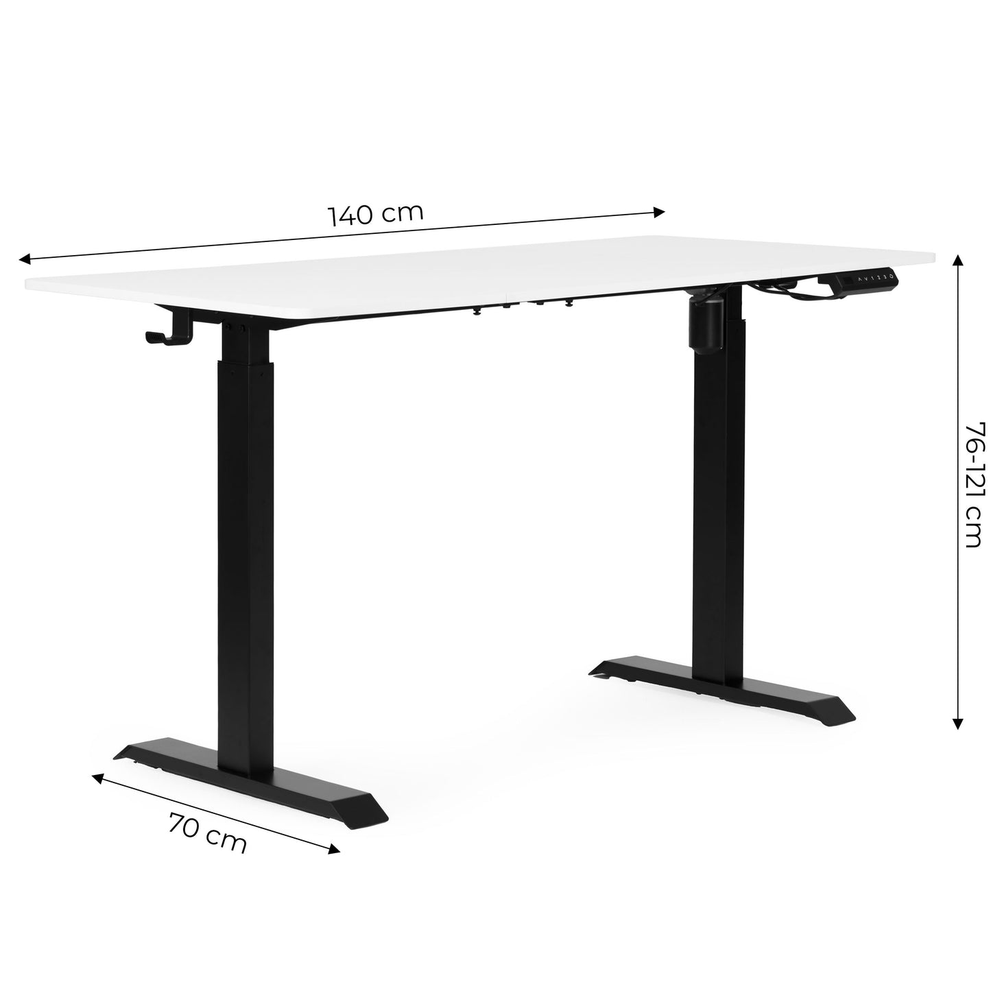 Adjustable Electric Desk, 140x70 cm, Height 76–121 cm