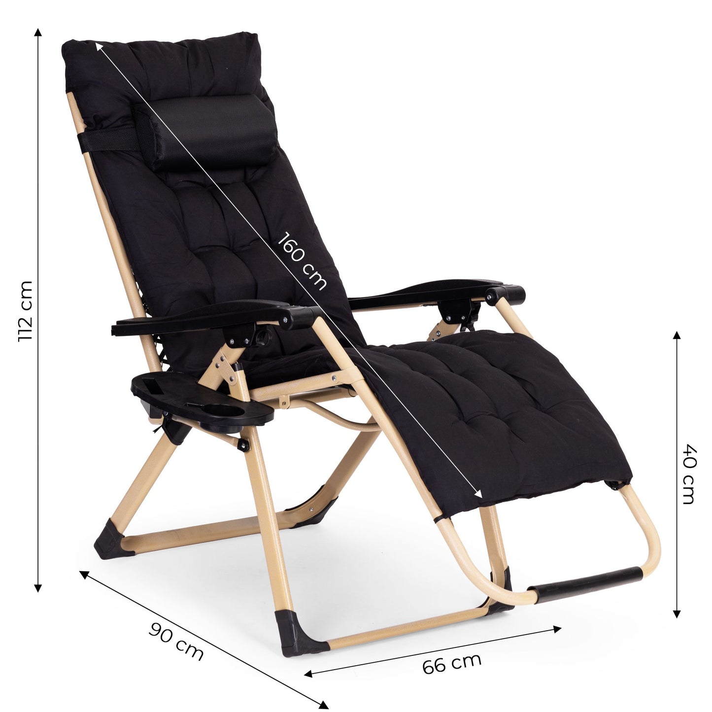 Adjustable Garden Lounger with Cushion and Tray