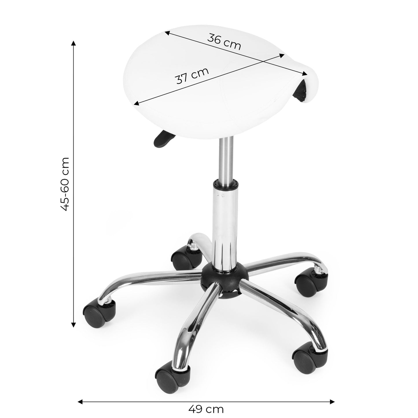 Adjustable Swivel Saddle Stool, White – Cosmetic & Medical Use