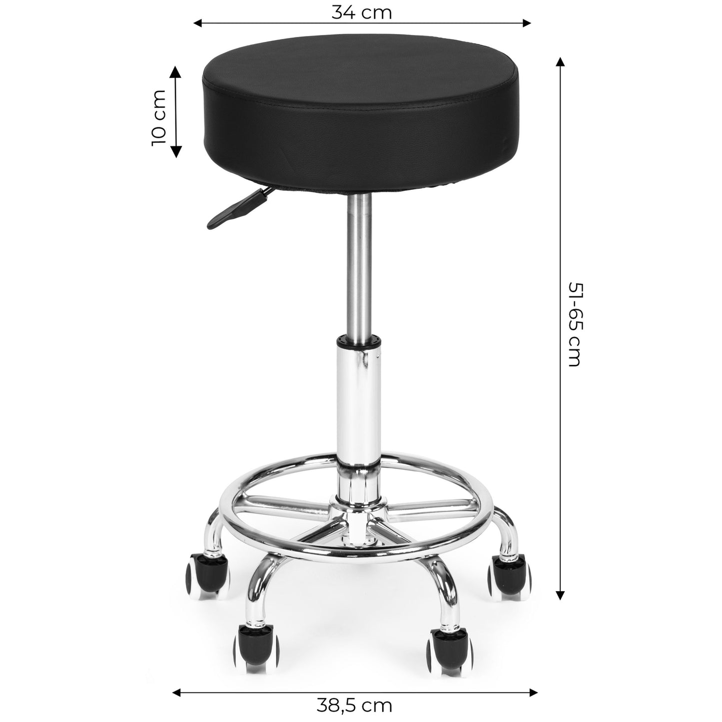Adjustable Swivel Stool, Black – Medical & Cosmetic Use