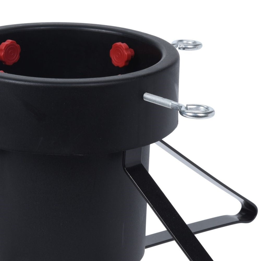 Adjustable black Christmas tree stand with water container in metal and plastic