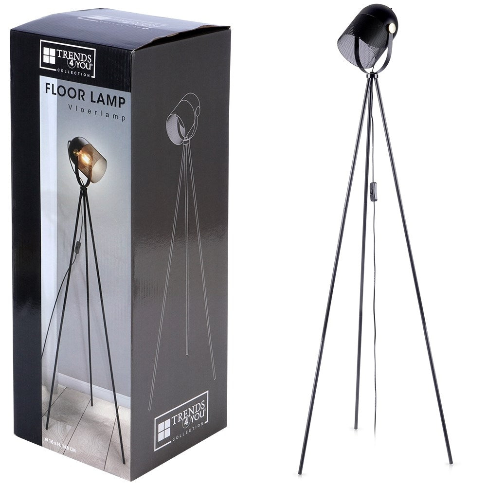 Adjustable floor lamp in black metal for home and office