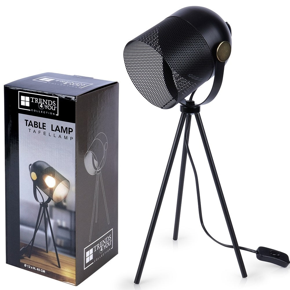 Adjustable table lamp in black metal for home and office