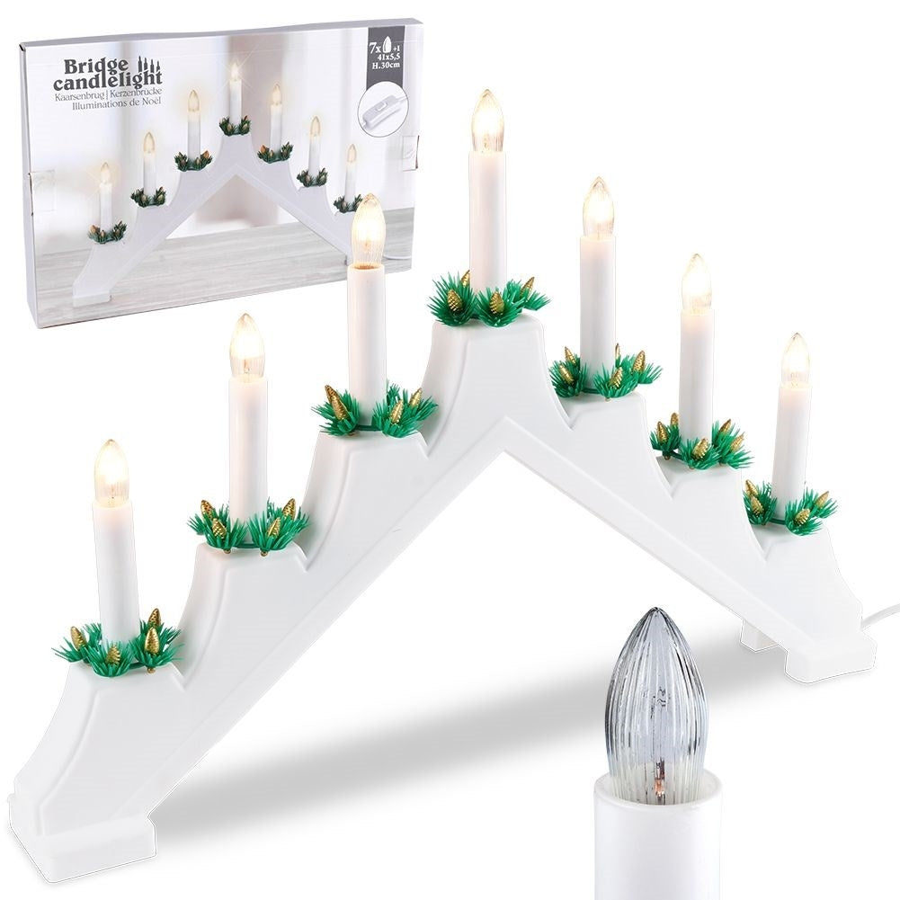 Advent Candlestick with Seven Candles and White Base for Advent
