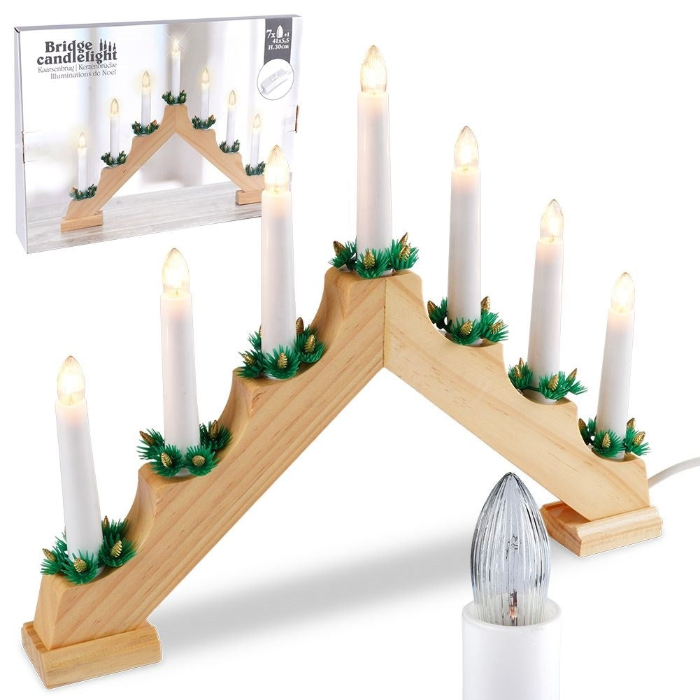 Advent Candlestick with Seven Candles and Wooden Base for Cozy Advent