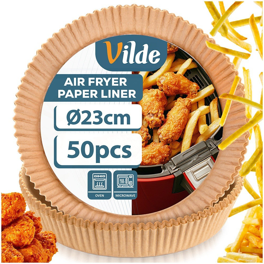 Air Fryer Paper Liners, Round, 23 cm, 50 Pack