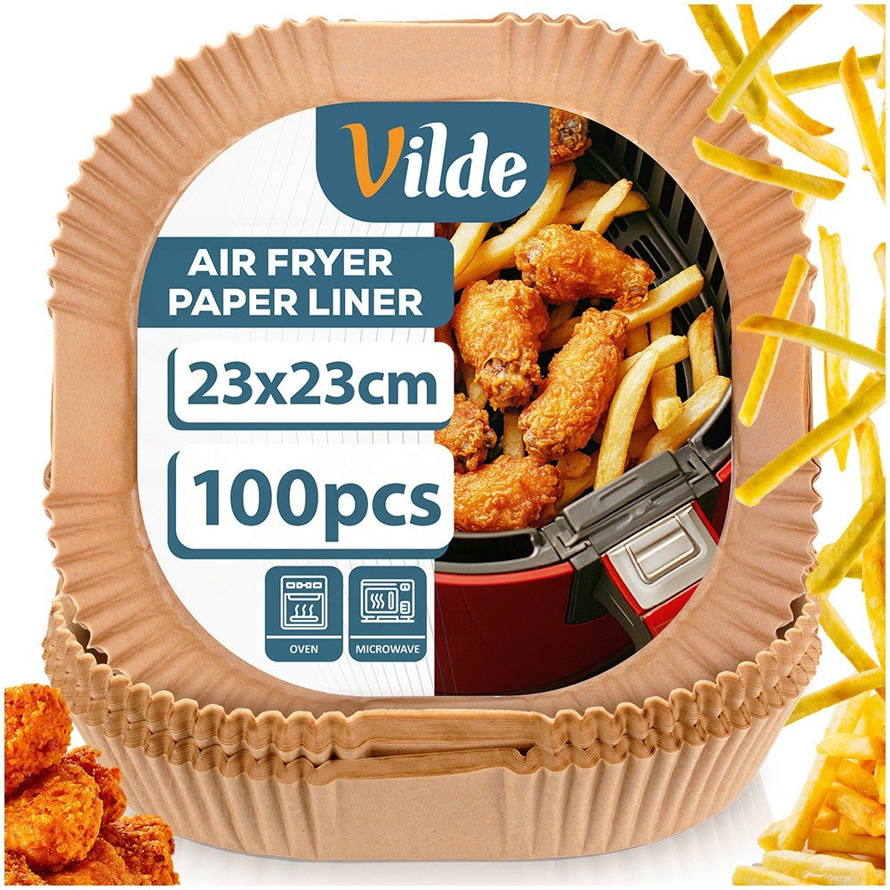 Air Fryer Paper Liners, Square, 23x23 cm, 100 Pack