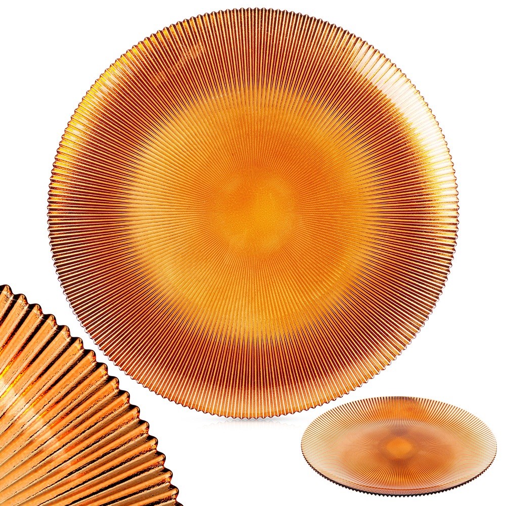 Amber glass plate, platter, 33 cm