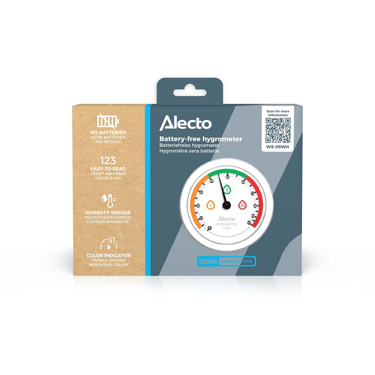 Analog Hygrometer, White – Battery-Free, Wall-Mountable