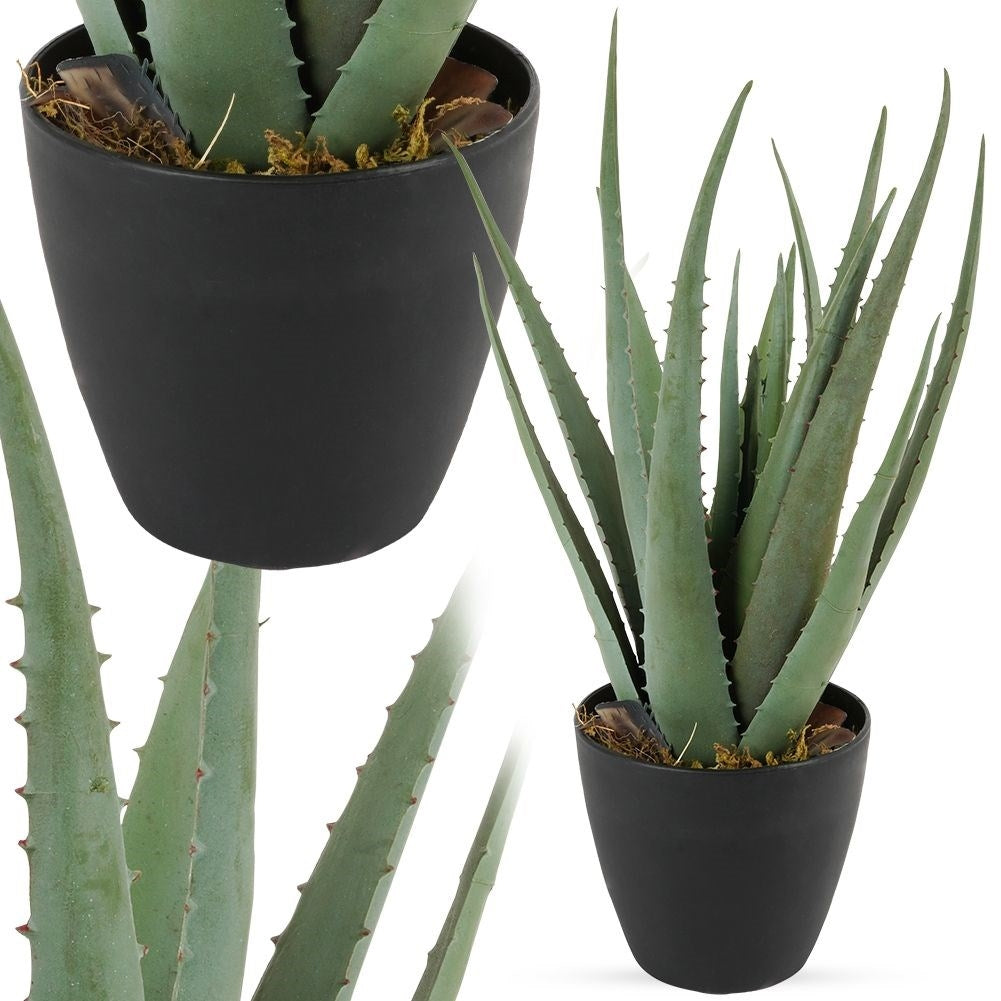 Artificial Aloe Vera in Black Pot - Realistic and Easy to Care for