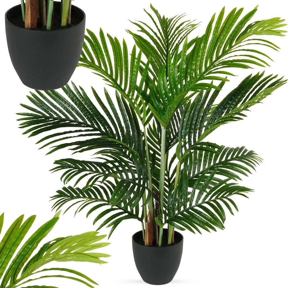 Artificial palm 95 cm high in black pot, realistic and easy to care for