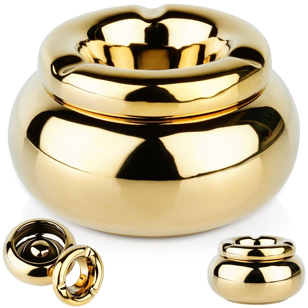 Ashtray dolomite gold round 11 cm