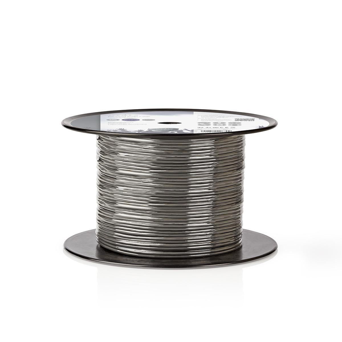 Audio Cable | 2x 0.16 mm² | Copper | 100.0 m | Round | PVC | Dark gray | Roll